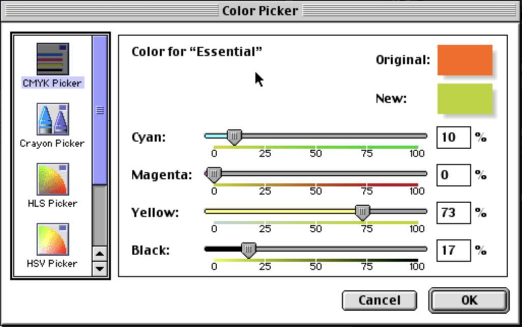 The CMYK color picker.