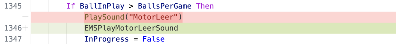 Diff showing sound code changes.