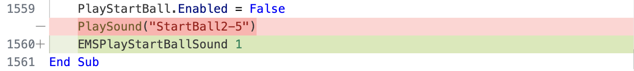 Diff showing sound code changes.