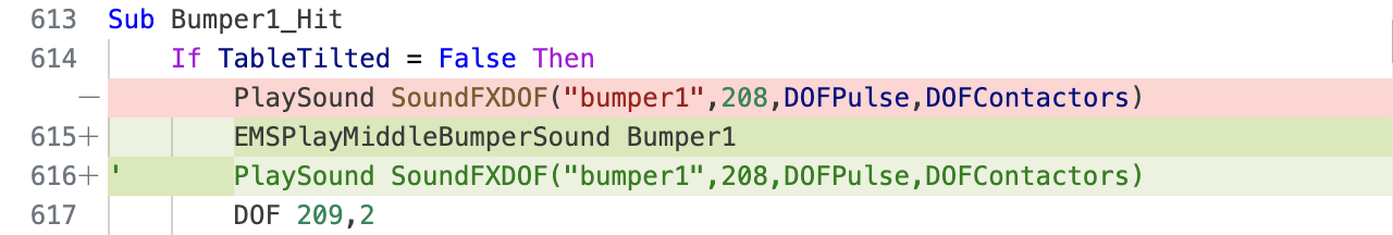 Diff showing sound code changes.