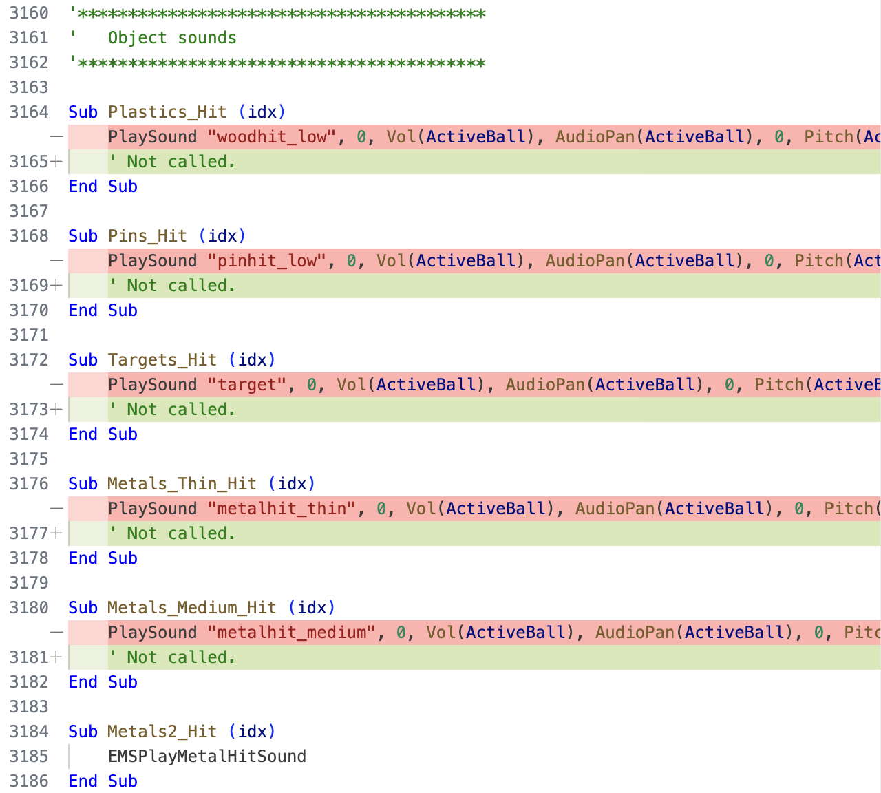 Diff showing safer Object sounds code.