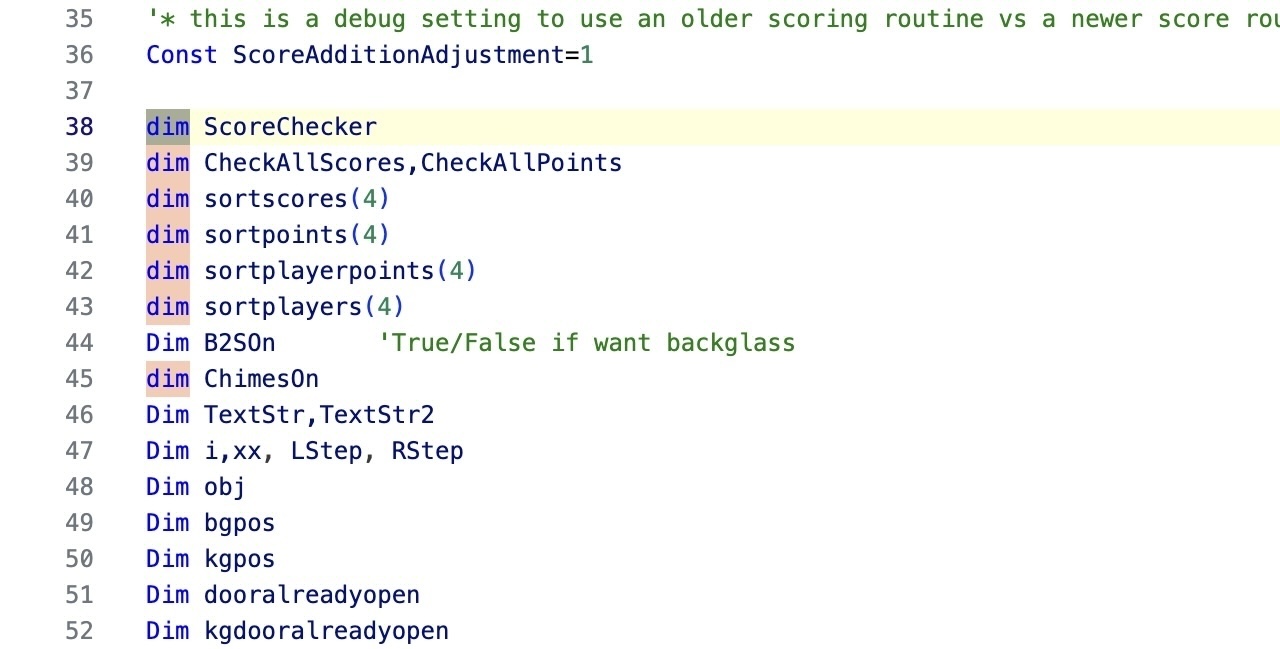 Code showing differing cases for the keyword ‘dim’.