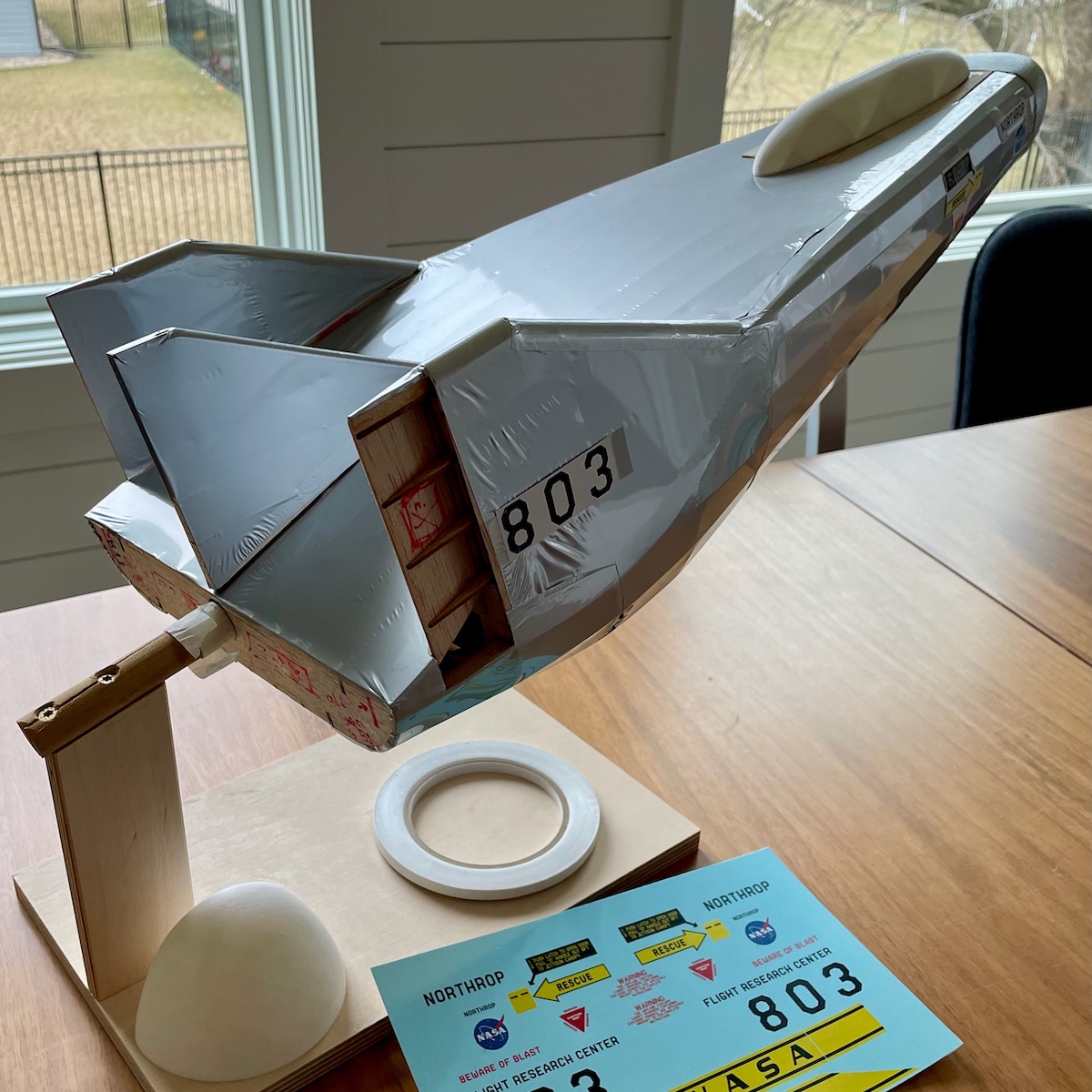 The M2-F3 covered. Also, temporary decals taped in place.