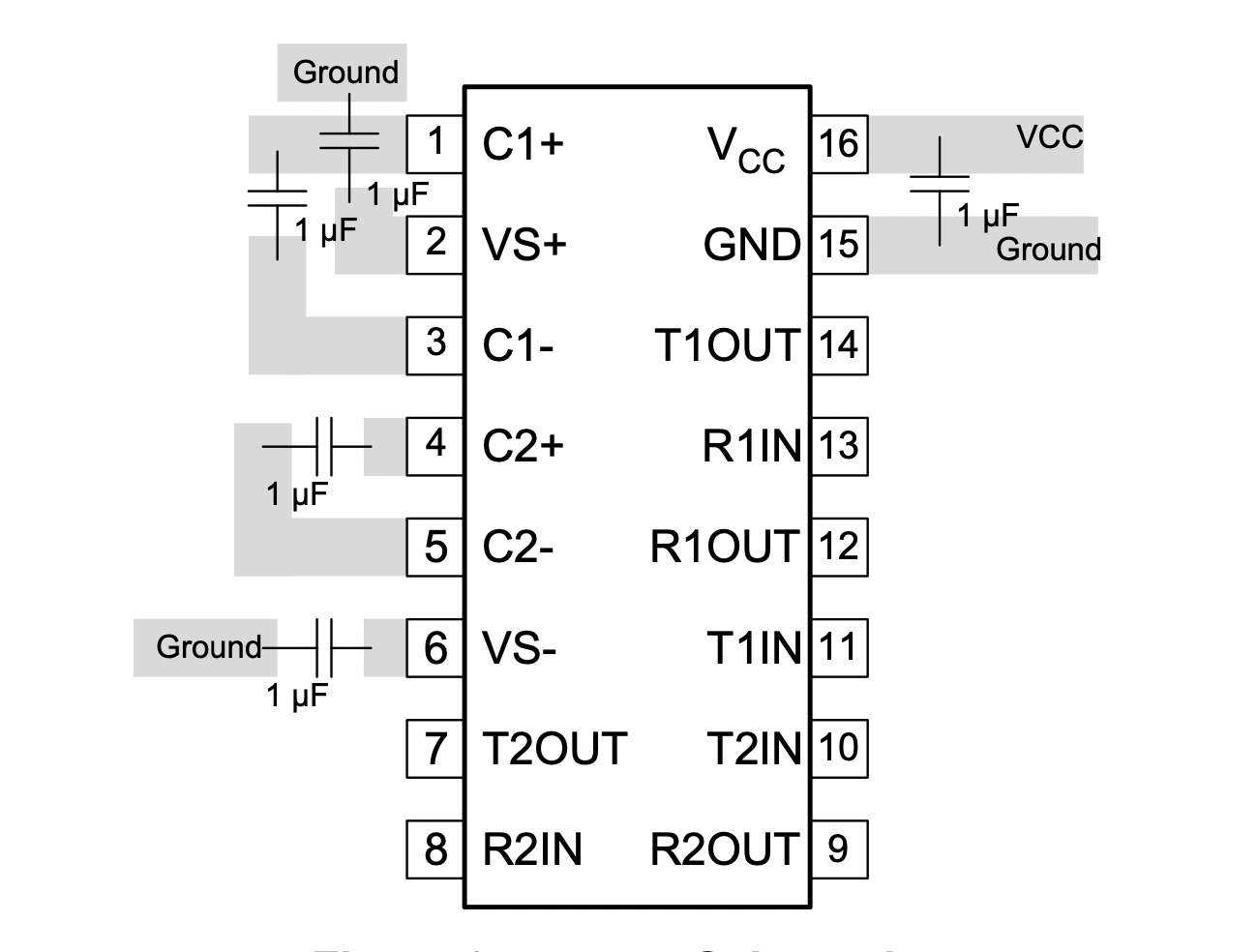 MAX232 example circuit.