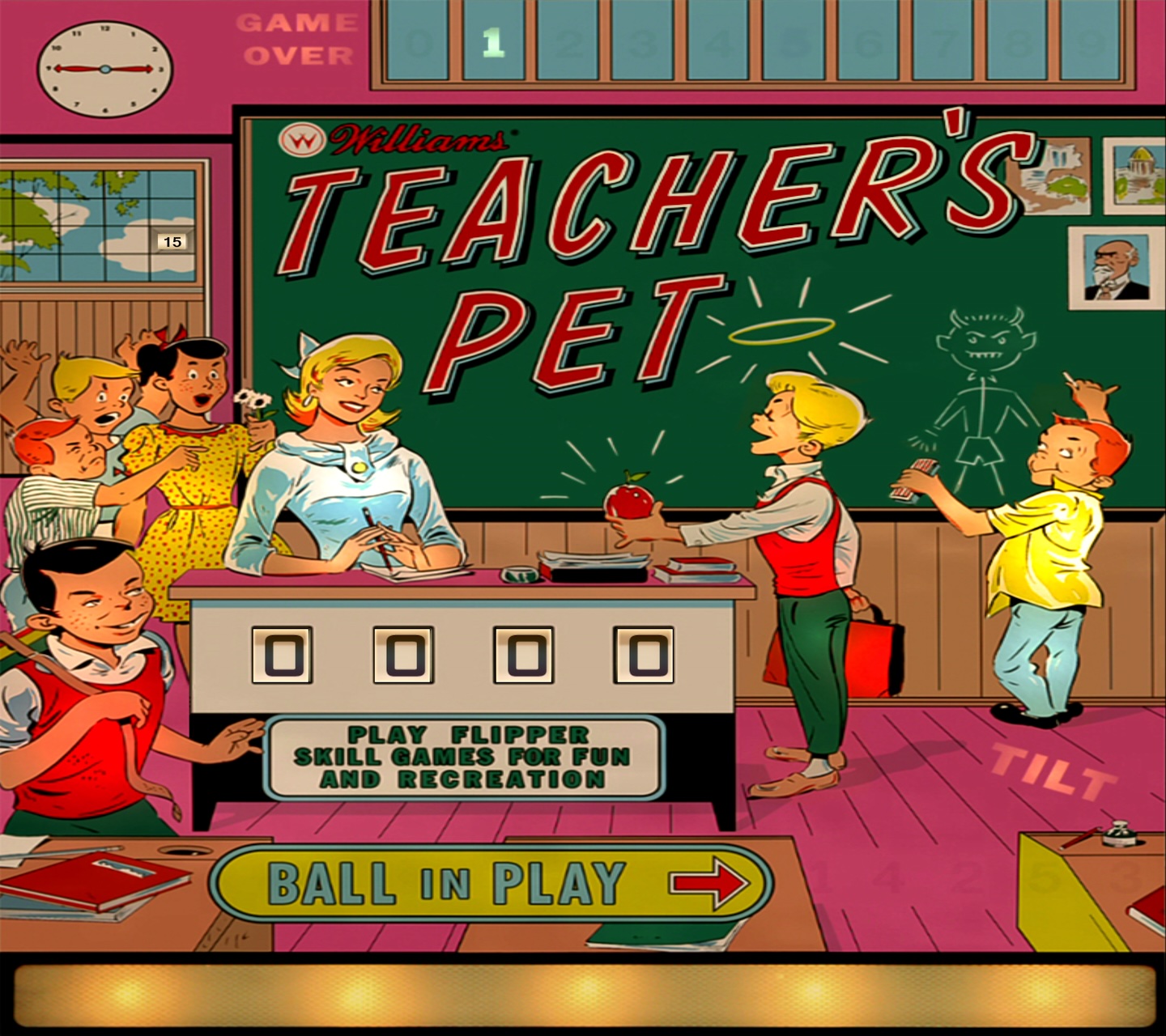 Teacher’s Pet backglass by Itchigo.