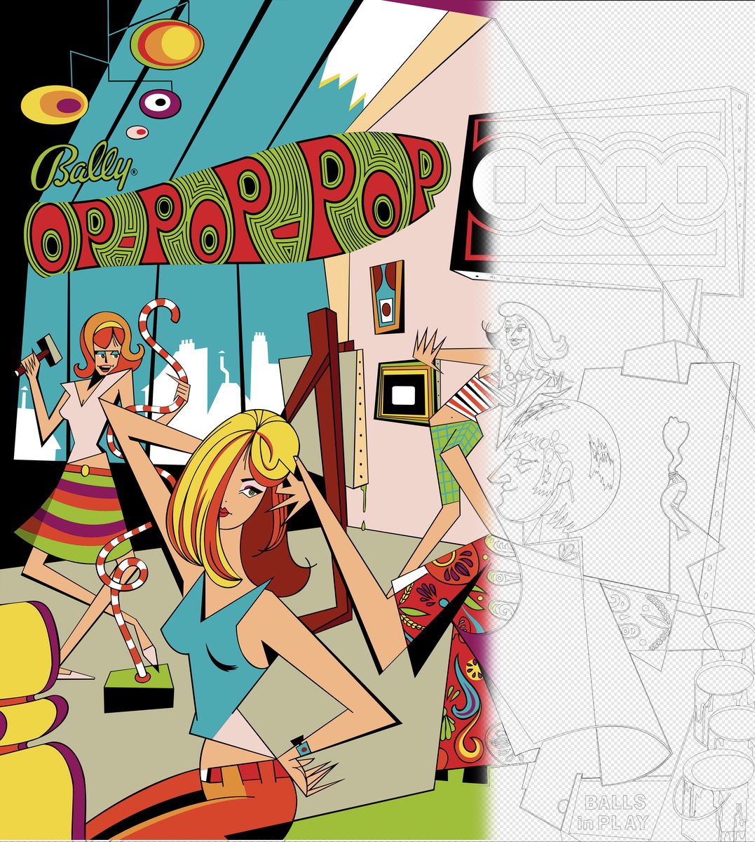 Backglass art for Oh Pop Pop.