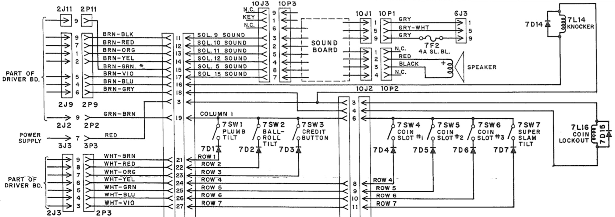 Sample schematic from an EM pinball table.